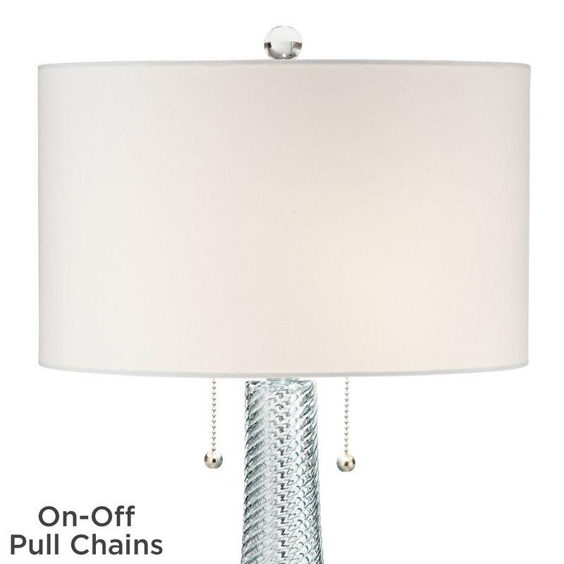 Possini Euro Design Miriam Modern Table Lamp 28 1/2" Tall Light Aqua Blue Textured Glass White Drum Shade for Bedroom Living Room Bedside Nightstand