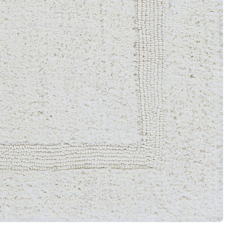 Better Trends Lux 100% Cotton Tufted Solid Reversible Bath Rug Set 2 PC (17" x 24" | 21" x 34") - Ivory