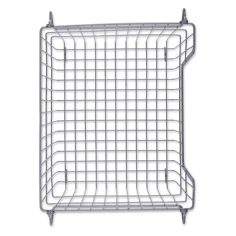 DII Design Imports Metal Wire Mesh Stackable Utility Storage Bin with Swinging Handles for Kitchens, Offices, and Living Rooms, Large, Cool Gray