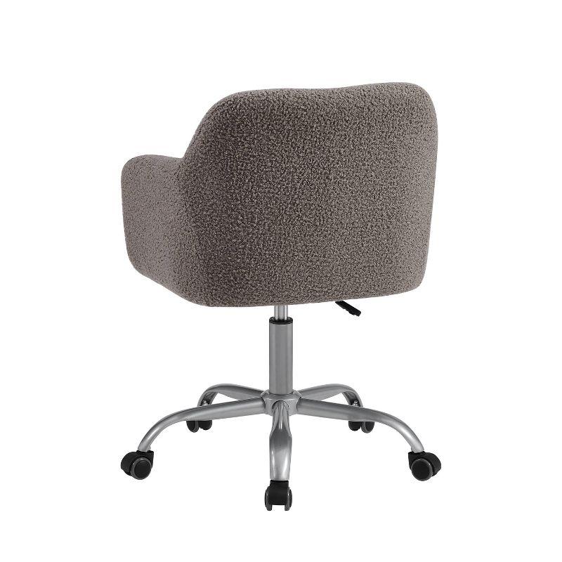 Ergonomic Gray Sherpa Swivel Office Chair with Fixed Arms