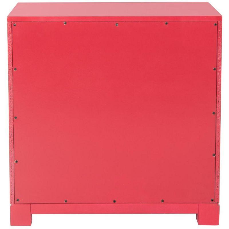 Raina 3 Drawer Greek Key Nightstand - FOX6278 - Red - Safavieh Couture