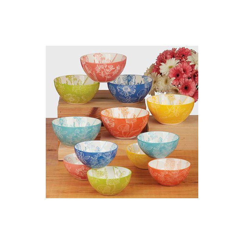 Botanical Set of 6 All Purpose Bowl 6.25in 6 asst 6.25in Diam x 3in 30oz