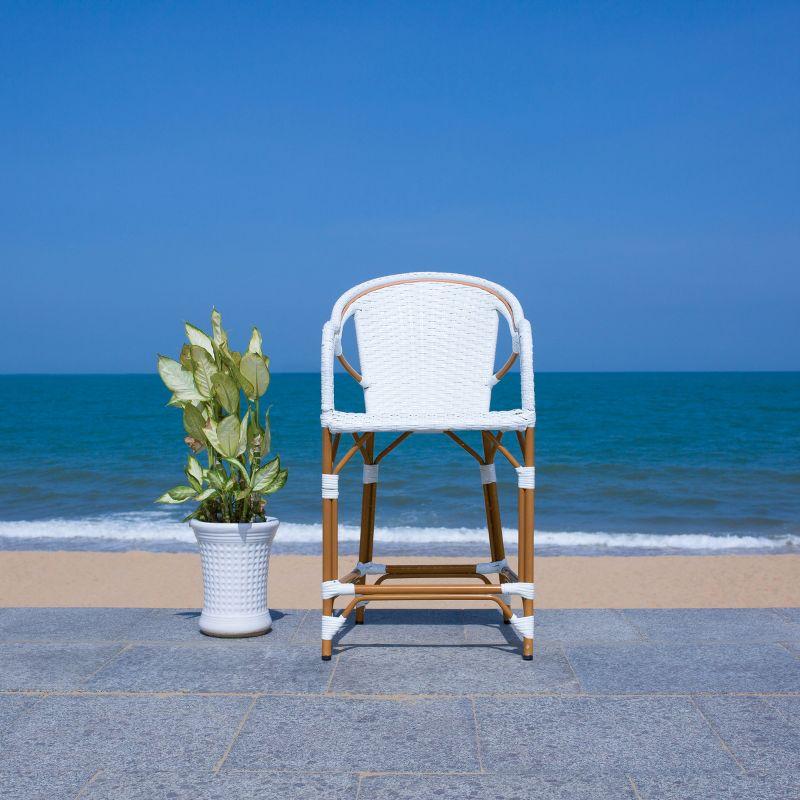 California Counter Stool With Arms - Indoor/Outdoor - PAT7533 - White - Safavieh