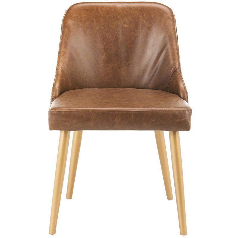Lulu Upholstered Dining Chair (Set of 2) - DCH6200 - Light Brown/Gold - Safavieh