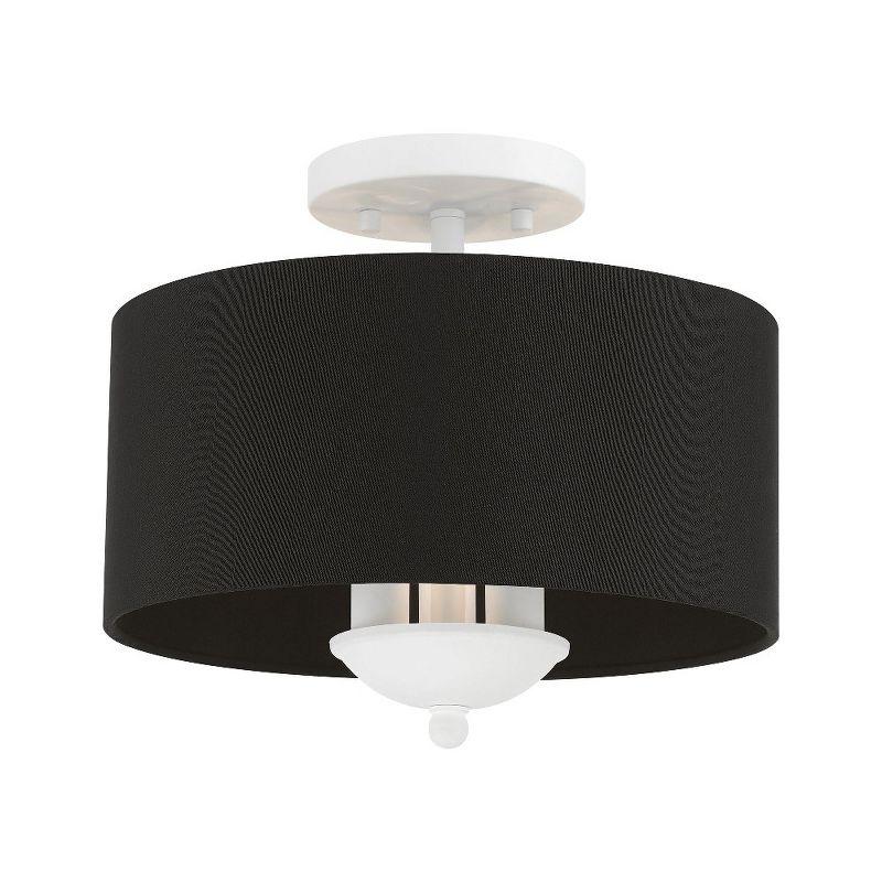 Huntington Transitional 3-Light White Semi-Flush Mount with Black Fabric Shade