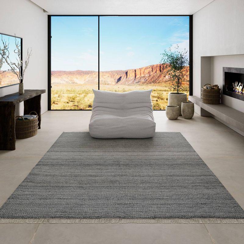 Momeni 8'x10' Cove Solid Performance Handwoven Indoor/Outdoor Area Rug Silver: Abstract Rectangle, Low Pile, Recycled PET