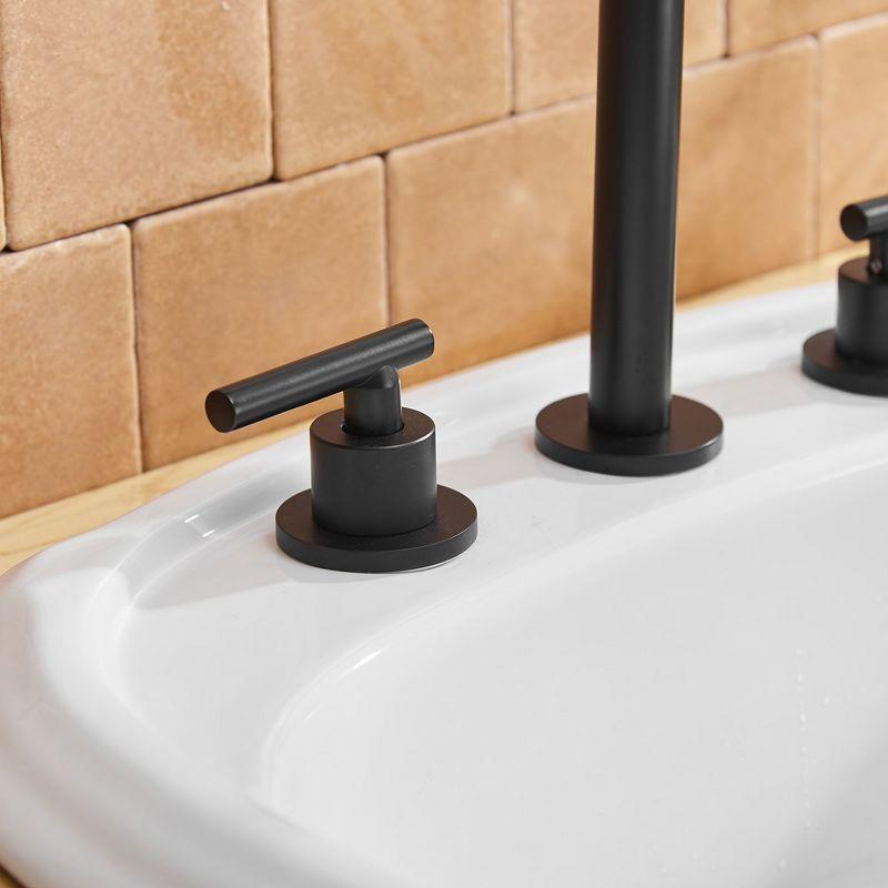 Matte Black Widespread Double Handle Bathroom Faucet with Pop-Up Drain