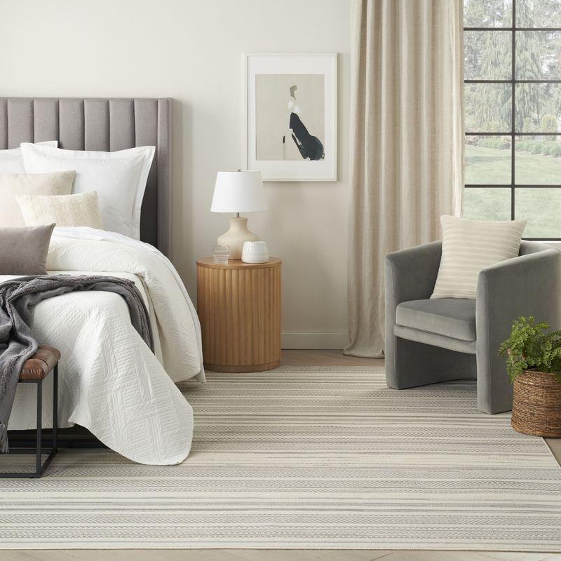 Nourison Grafix Abstract Striped Indoor Rug Ivory Grey 5'3" x 7'3"