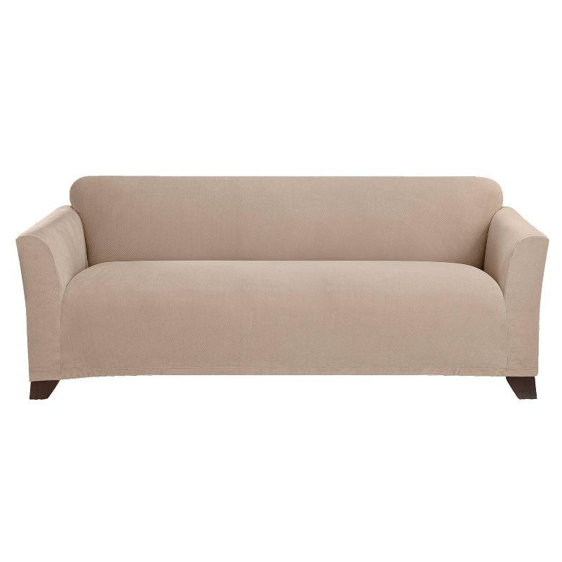Stretch Morgan Sofa Slipcover Khaki - Sure Fit: Elastic Knit, Protective Furniture Cover