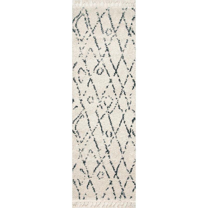 Nuloom Nieves Moroccan 2x8 Runner Indoor Area Rug for Living Room Bedroom Dining Room Entryway Hallway, Off White/Dark Grey