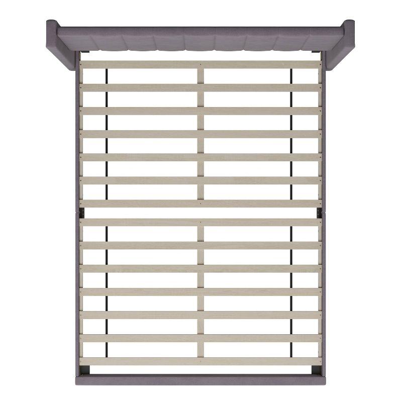 Ebern Designs Upholstered Platform Bed with Vertical Stitched Wingback Headboard, Slatted Mattress Foundation