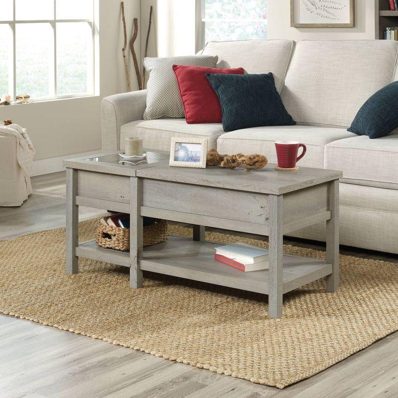 Mystic Oak Coastal-Inspired Rectangular Lift-Top Coffee Table with Storage