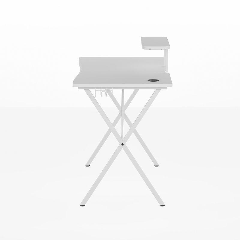 Flash Furniture White Gaming Desk with Cup Holder, Headphone Hook, and Monitor/Smartphone Stand