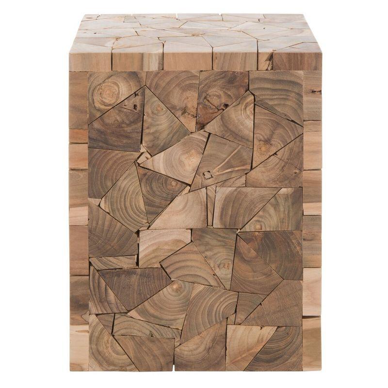 Reclaimed Teak Mosaic 12" Square Stool in Medium Oak Finish