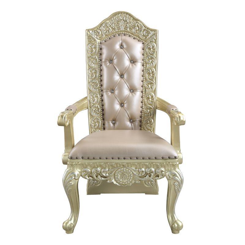 2pc Rovledo Dining Chairs Fabric/Cherry - Acme Furniture: Pearl Champagne Upholstery, Crystal Tufted Back