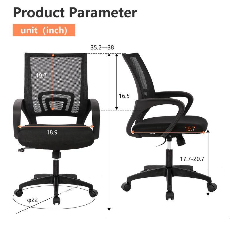 FDW Home Office Chair Ergonomic Desk Chair Mesh Computer Chair with Lumbar Support Armrest Adjustable Mid Back Task Chair for Women Adults