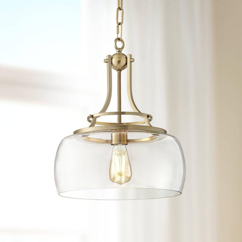 Charleston 18" Brass and Glass Industrial Farmhouse Pendant Light