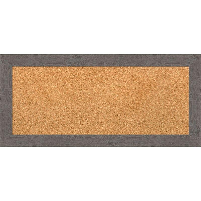 Rustic Grey Wood Framed Cork Bulletin Board 30x12