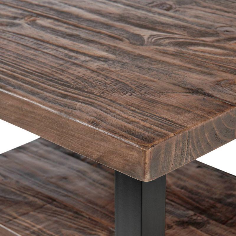 Pomona Cube Coffee Table Rustic Natural - Alaterre Furniture: Fixed Shelf, Metal Legs, Square Shape