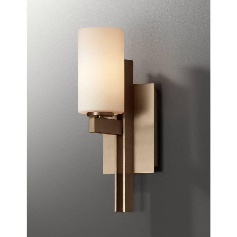 Possini Euro Design Ludlow Modern Wall Light Sconce Burnished Brass Hardwire 4 1/2" Fixture Frosted Glass for Bedroom Bathroom Vanity Reading Hallway