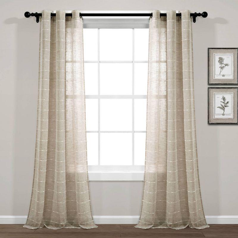 Farmhouse Textured Sheer Polyester Sheer Curtain Pair