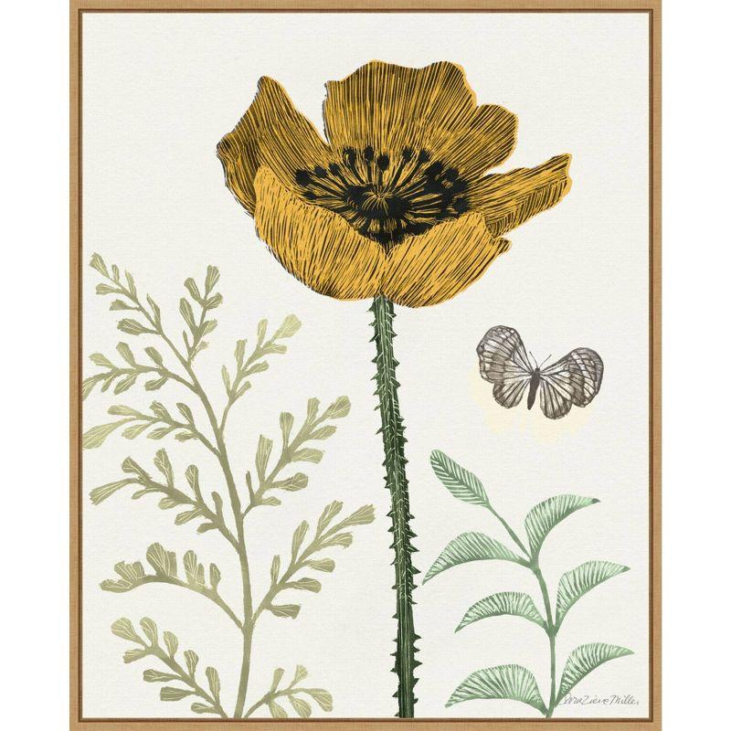 Springtime II Warm Botanical Canvas Wall Art with Light Brown Frame