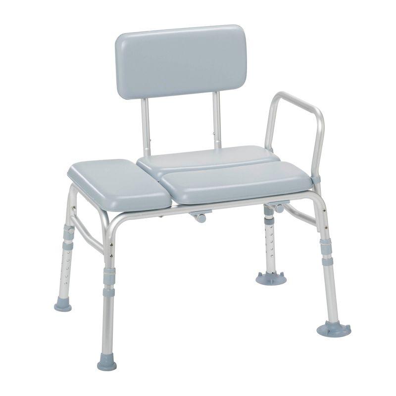 Adjustable Aluminum Cushioned Transfer Bench with Backrest