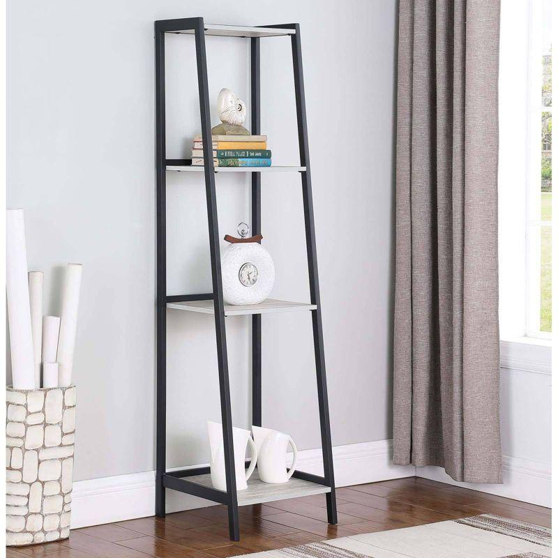 Coaster 68.75" Pinckard Industrial 4 Shelf Ladder Bookcase Gray Stone/Black