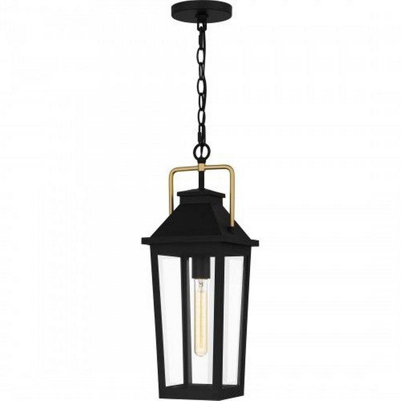 Buckley Matte Black Outdoor Hanging Lantern with Clear Glass