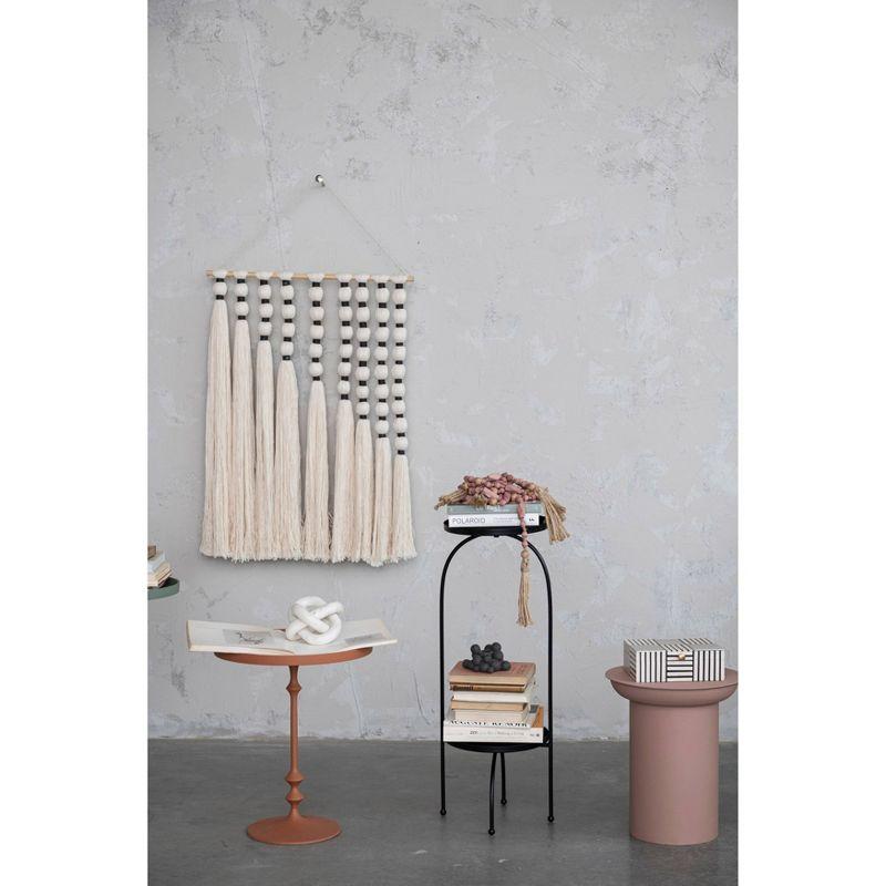 Storied Home Metal Two-Tier Accent Table and Plant Stand Black: Iron Frame, Round Tiered Display, No Assembly Tools Needed