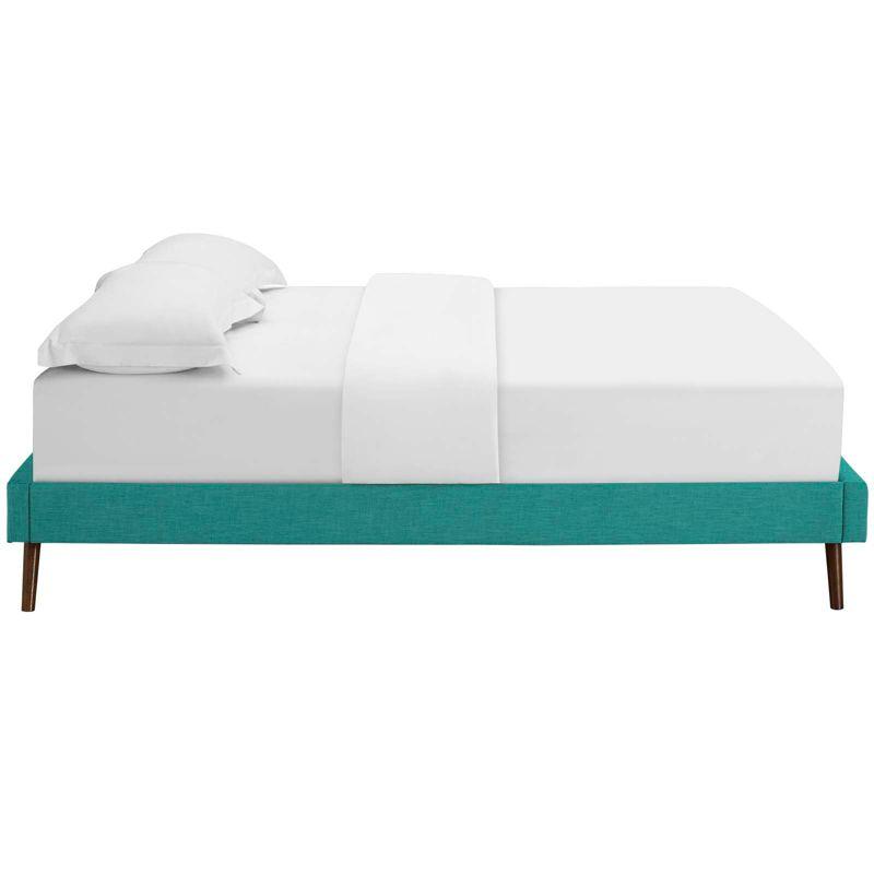 Modway Loryn King Bed – Upholstered Fabric Bed Frame with Round Splayed Wood Legs, Minimalist Mid-Century Modern Bedroom Style