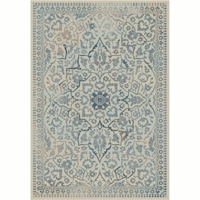 Vintage VTG175 Power Loomed Indoor Skid-Resistant Area Rug - Cream/Light Blue - 5'3"x7'6" - Safavieh