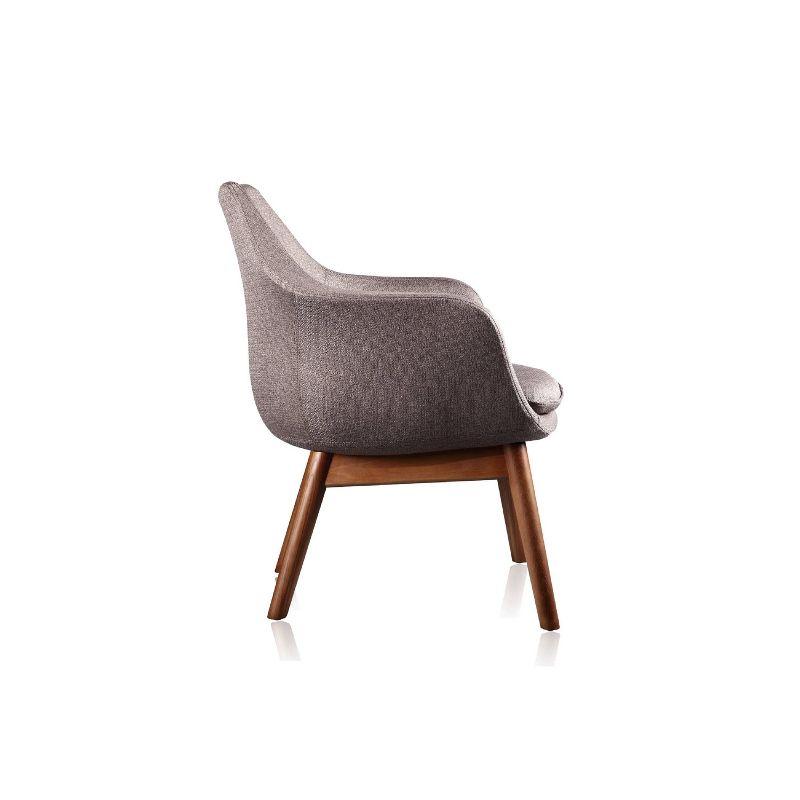 Modern Gray Faux Leather Accent Chair with Ash Wood Legs