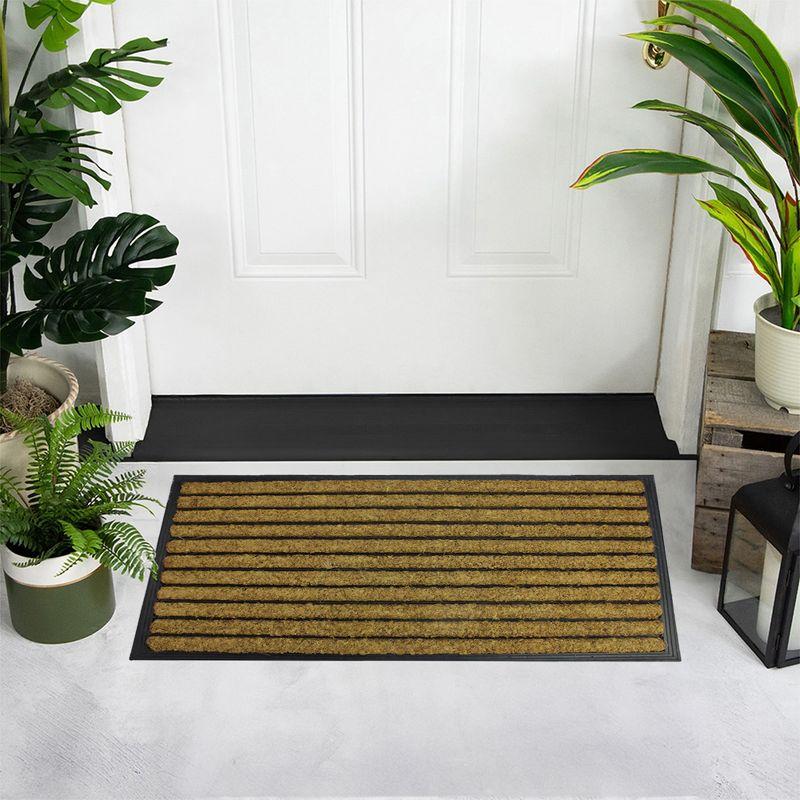 Northlight Black and Brown Striped Non-Skid Outdoor Rectangular Doormat 17.75" x 29.5"