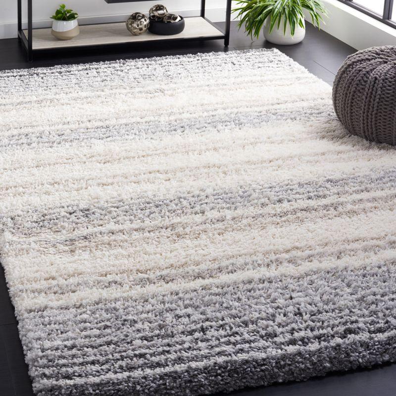 Fontana Ivory and Gray Shag 4' x 6' Synthetic Area Rug