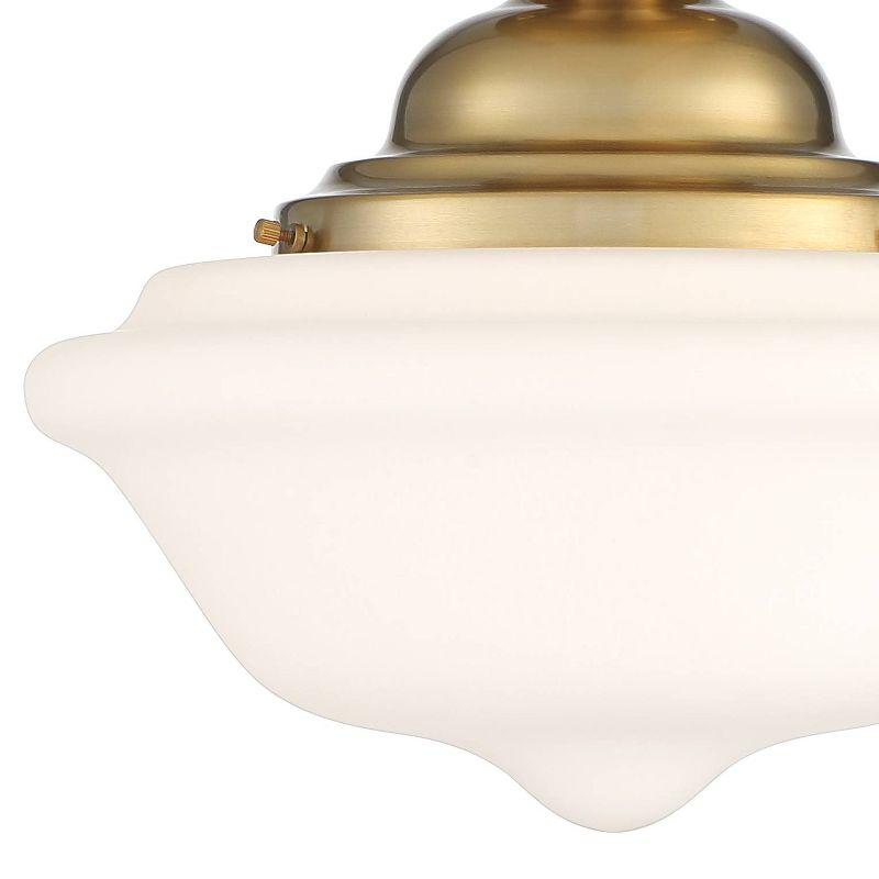 Regency Hill Modern Ceiling Light Semi Flush Mount Fixture 12 3/4" Wide Soft Gold White Glass Shade for Bedroom Kitchen Schoolhouse