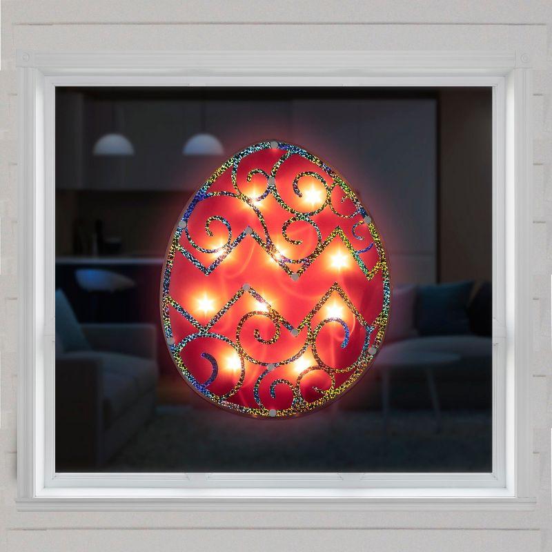 Northlight Lighted Easter Egg Window Silhouette Decoration - 12" - Pink