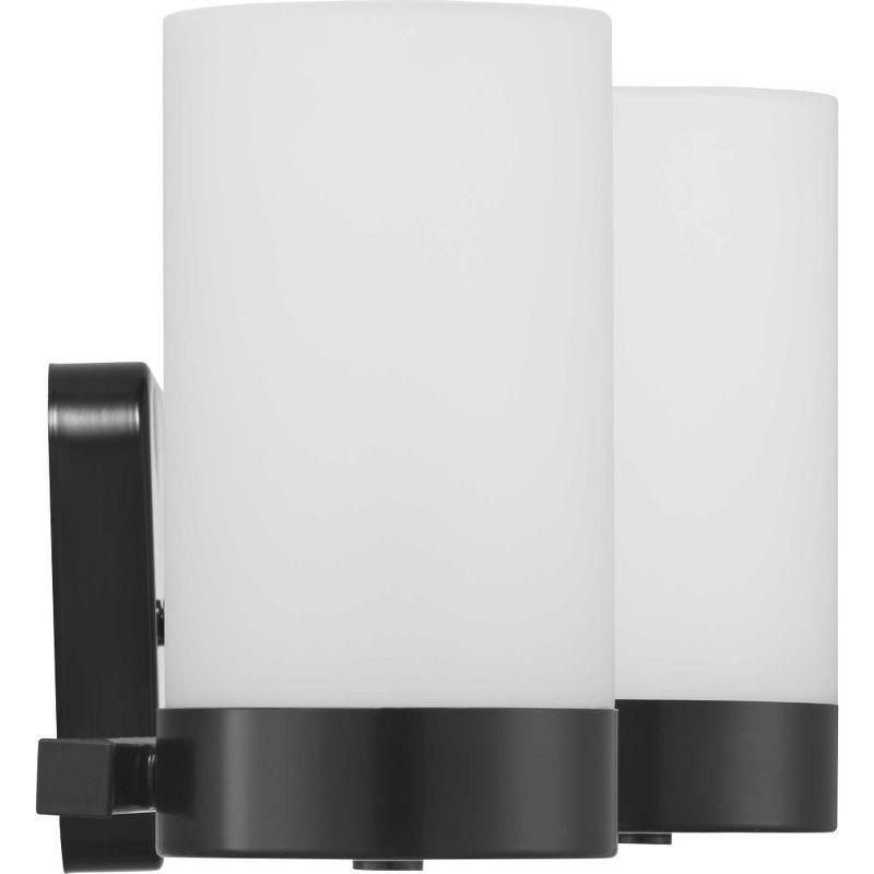 Progress Lighting Elevate Collection 4-Light Bath Vanity in Brushed Bronze with Etched White Glass Shade