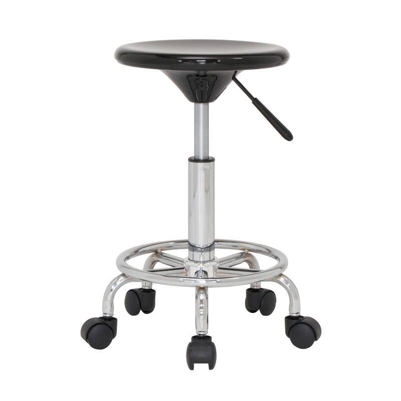 Inbox Zero Cowgill Adjustable Height Industrial Stool with Footring Wheels