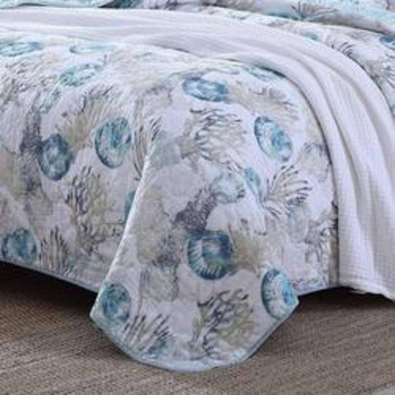 Tommy Bahama Freeport Blue Cotton Reversible Quilt Set