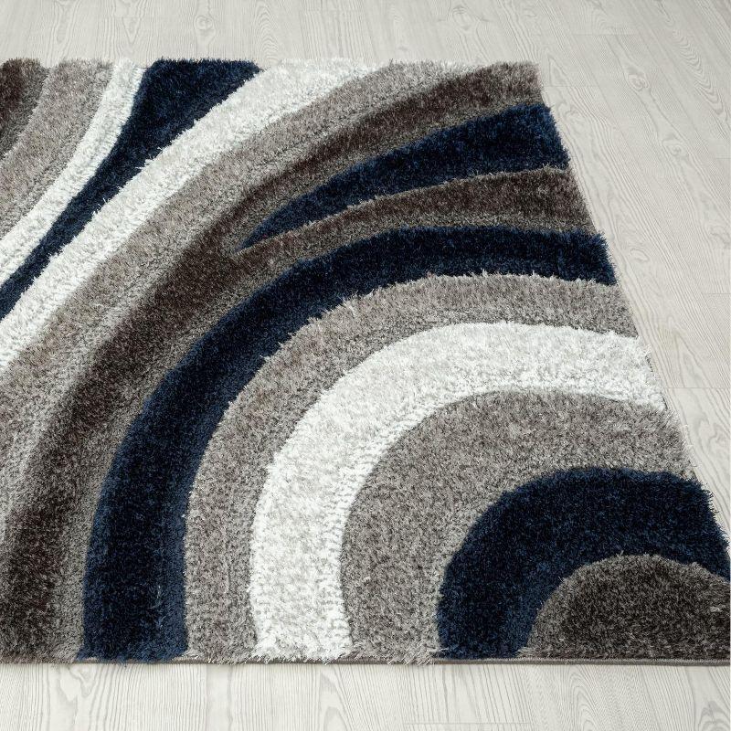 Luxe Weavers Modern Shag Geometric Area Rug, Navy 5x7