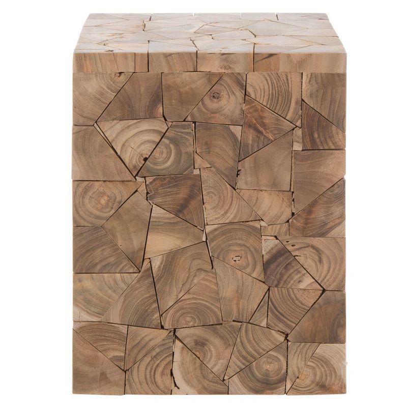 Reclaimed Teak Mosaic 12" Square Stool in Medium Oak Finish