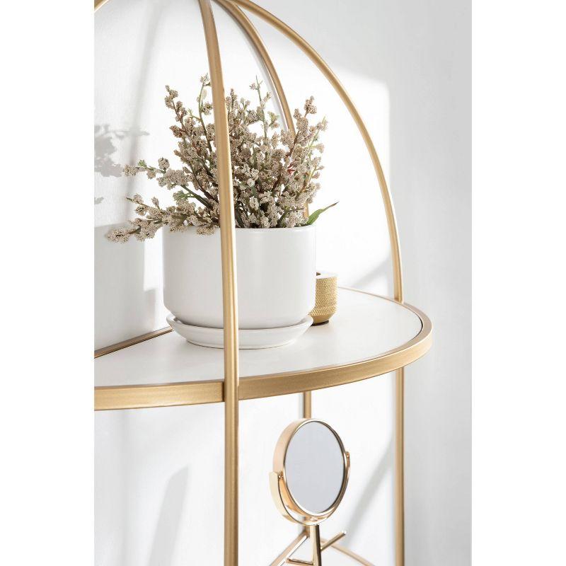 21" x 32" Freade Tiered Decorative Wall Shelf White/Gold - Kate & Laurel All Things Decor: Modern Metal Floating Shelf with Open Storage