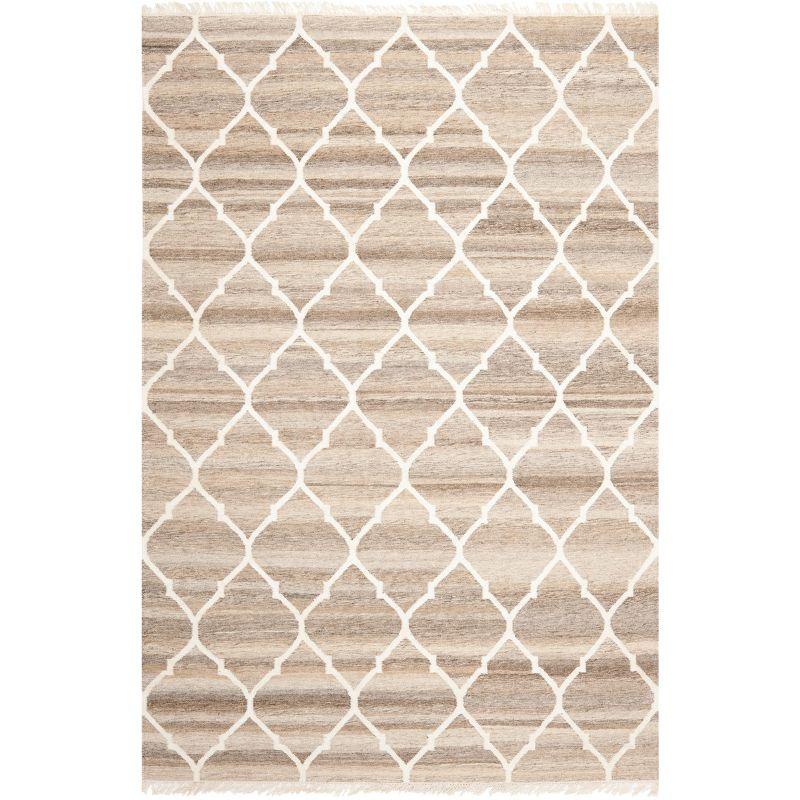 Handmade Gray Wool and Viscose Geometric Area Rug