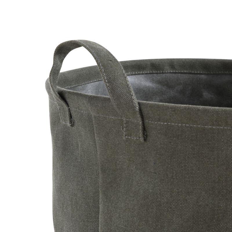 Danya B. Army Canvas Laundry Bucket Dusty Olive: Collapsible Hamper with Built-In Handles, Portable & Multipurpose