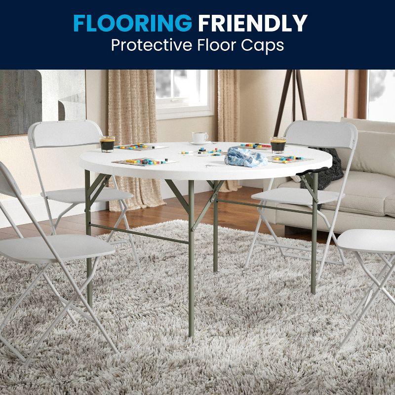 Gray Metal Frame Round White Plastic Folding Table