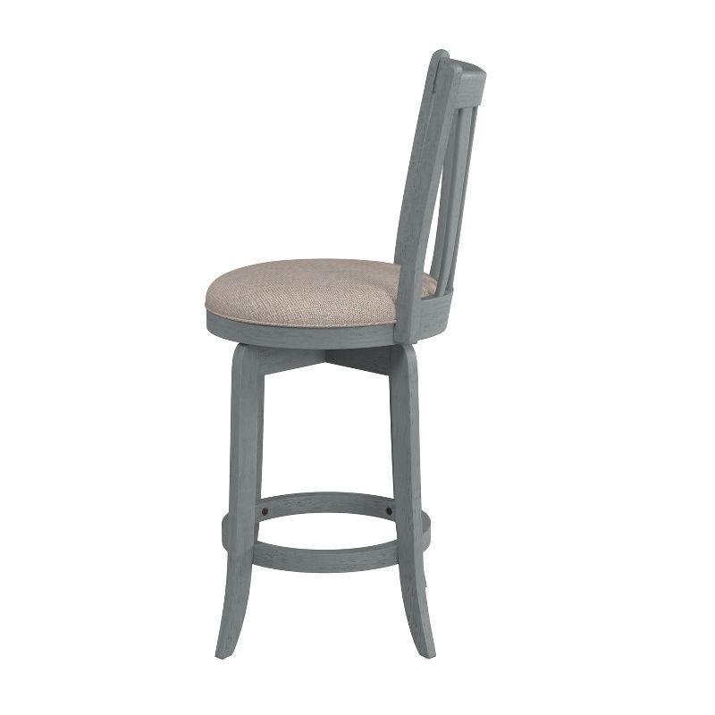 Hillsdale Furniture 25.75" Savana Swivel Counter Height Barstool Blue (Wirebrush)/Cream : Upholstered, Wood Legs, 250lb Capacity