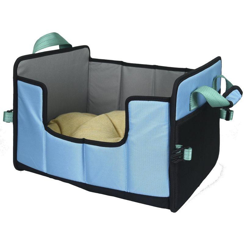 Small Blue Folding Travel Pet Bed with Nylon Handle