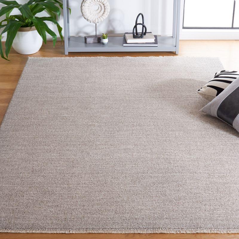 Lasa Light Grey Square Hand-Knotted Synthetic Rug