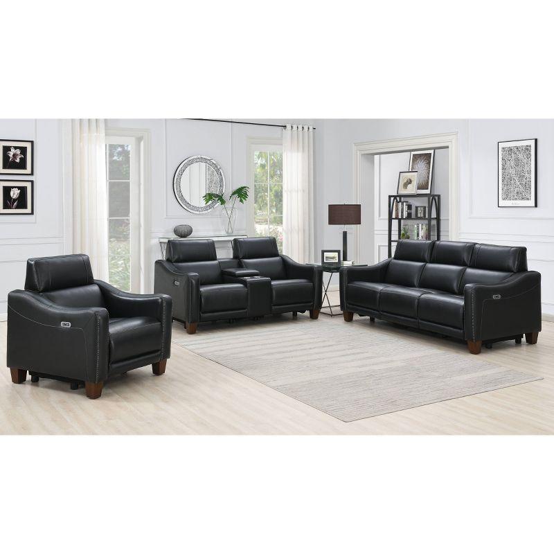 Giorno Power Console Loveseat Black - Steve Silver Co.